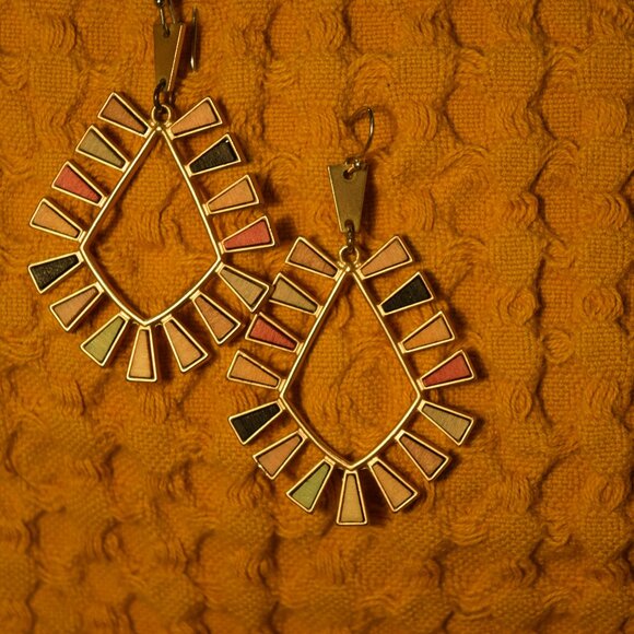 Boho Geometric Drop Earrings – Multicolor Statement Jewelry - Picture 3 of 4